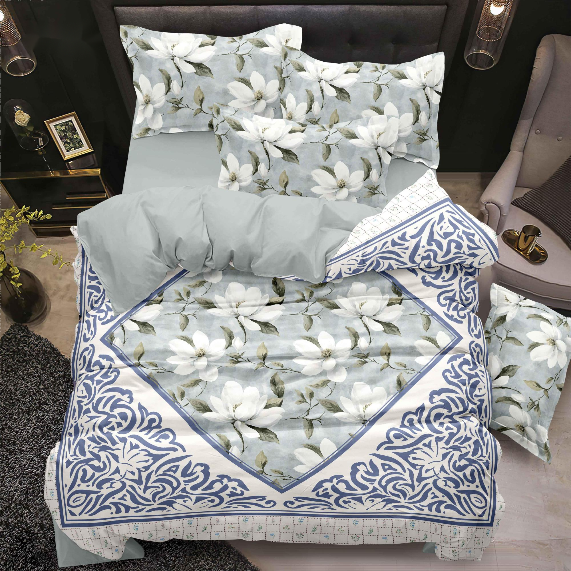 130GSM Digital Tlated Bed Set (Flower）